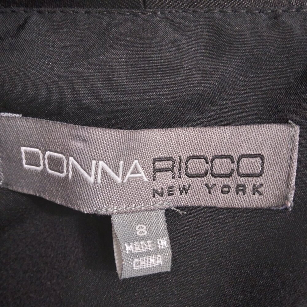 Donna Ricco | Black Party/Cocktail Taffeta Wrap Dress Rhinestone Button | Size 8 - Picture 7 of 9
